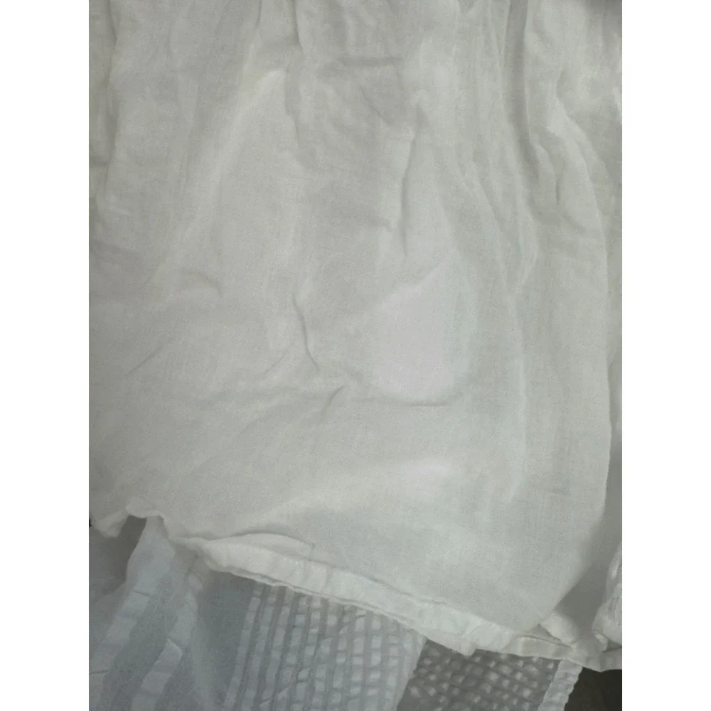 Y.A.S Seersucker Tiered Mini Dress Womens M White Pintuck Sleeveless‎ Summer